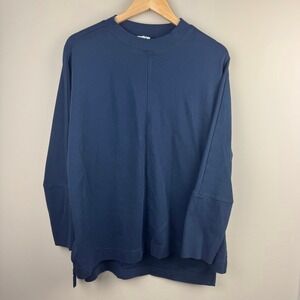 Pact Organic Cotton Oversized Sweatshirt Navy Blue Crew Neck Pullover M/L